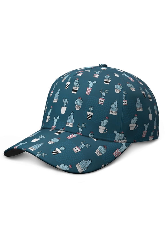 Minimalist Botanical Cactus Baseball Cap, Comfortable Fit Washed Dad Hat with Succulents and Desert Style Print, Lightweight Performance Hat for Summer Sports and Casual Wear