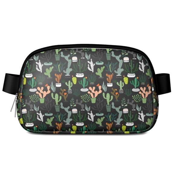 Minimalist Botanical Cactus Crossbody – Lightweight Fanny Pack for Women with Adjustable Strap & Mesh Interior – Aesthetic Succulent Belt Bag with Desert Vibe