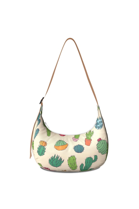 Minimalist Botanical Cactus Crossbody Tote for Women, Lightweight Water-Resistant Hobo Purse Featuring Desert Style and Retro Desert Succulent Designs, Durable and Spacious