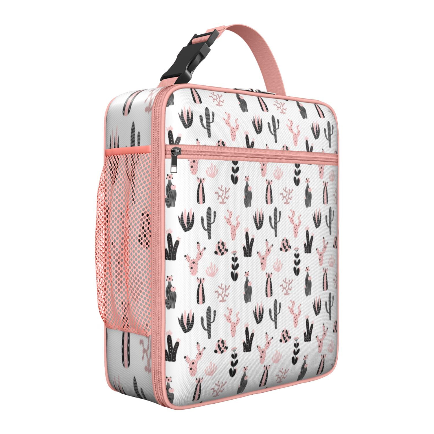 Minimalist Botanical Cactus Insulated Lunch Bag – Southwestern Succulent and Desert Style Watercolor Design, Waterproof Durable Thermal Cooler Tote for Work and Travel