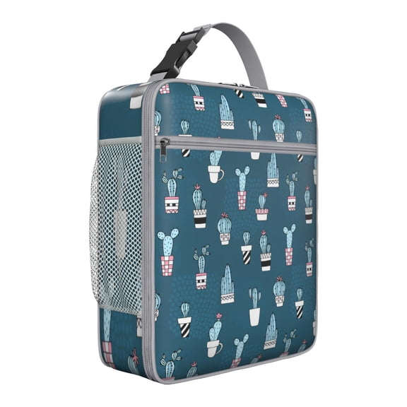 Minimalist Botanical Cactus Insulated Lunch Bag – Southwestern Succulent and Desert Style Watercolor Design, Waterproof Durable Thermal Cooler Tote for Work and Travel