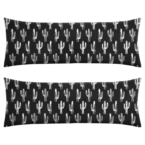 Minimalist Botanical Cactus Pillow Cover 20x54 - Long Body Pillow Case with Hidden Zipper, Aesthetic Succulent Print - Breathable & Skin-Friendly Fabric
