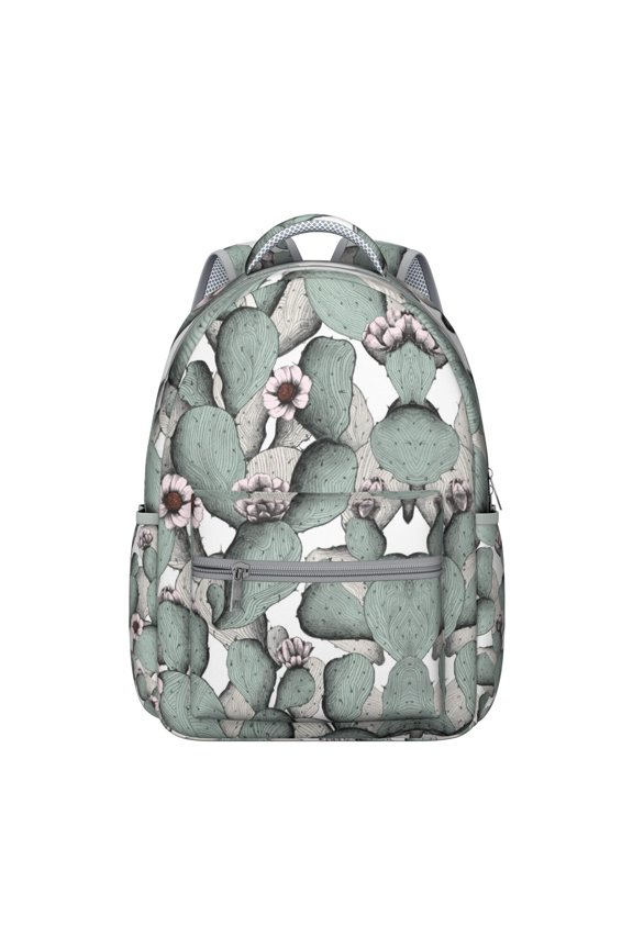 Minimalist Botanical Cactus School Backpack - Stylish & Versatile Waterproof Design with Organized Storage for Teenagers