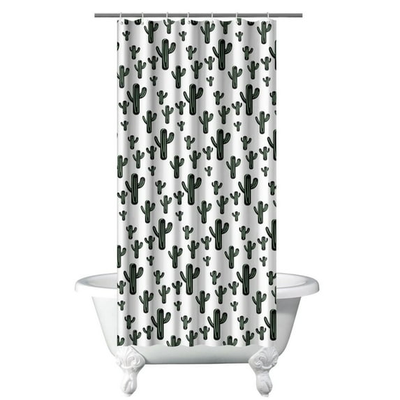 Minimalist Botanical Cactus Shower Curtain 36x72, Aesthetic Succulents, Retro Desert Succulent Design, Quick-Dry Polyester Fiber for Bathroom Decor