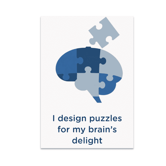 Minimalist Brain Puzzle Art - Puzzle Enthusiast - 13x19 Poster Print