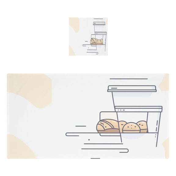 Minimalist Bread Pattern 2 Piece Cotton Bath and Face Towel Set Soft and Absorbent, for Beach Pool Bathroom