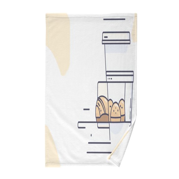 Minimalist Bread Pattern Soft 100% Cotton Towel, High Absorbency, Single Pack, 16" x 28"