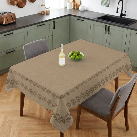 Minimalist Brown Background Table Cloth 52x70in, Waterproof Rectangle Tablecloth Wipeable Tablecloths Retro Linen Style Table Covers for Dining Tables Party Indoor Outdoor
