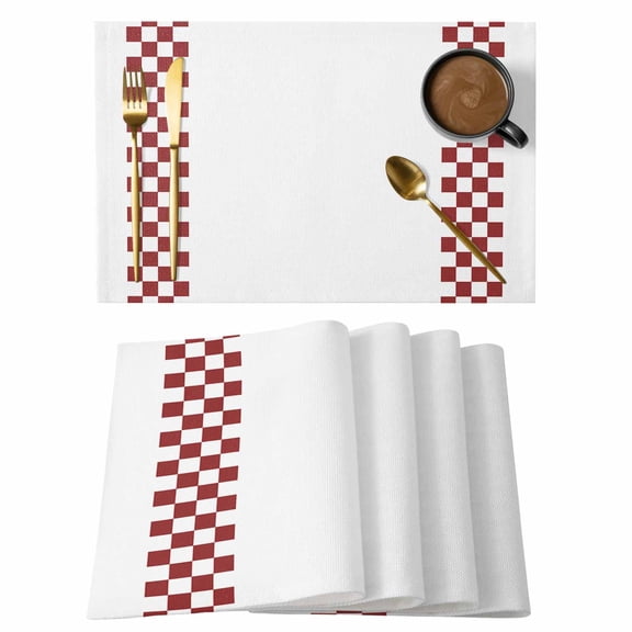 Minimalist Brown Placemats Set of 4, Buffalo Check Plaid Farmhouse Farm Theme Non-Slip Place Mats Washable Table Mats for Kitchen Dining Table Decorations Indoor/Outdoor