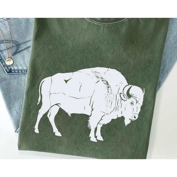 Minimalist Buffalo Graphic Tee: Western Ranch Style Cotton Shirt TSHIRT All Size S-5XL