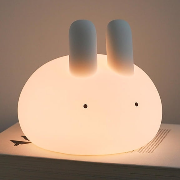 Minimalist Bunny Night Light for Kids, Cute Rabbit Dimmable Nightlight, Tap Control Silicone Bedside Lamp with 15/30min Timer, LED Rechargeable Animal Lamp for Toddler Boys Girls Nursery Decor