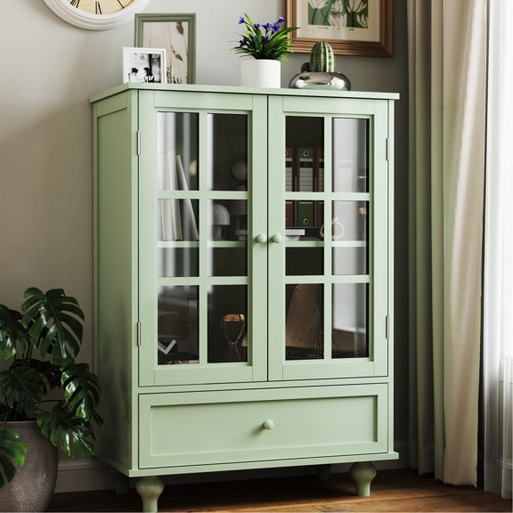 Minimalist Cabinet with Drawer | Organize Living Room Items | MDF Board with UV Coating | Adjustable Compartment Layout