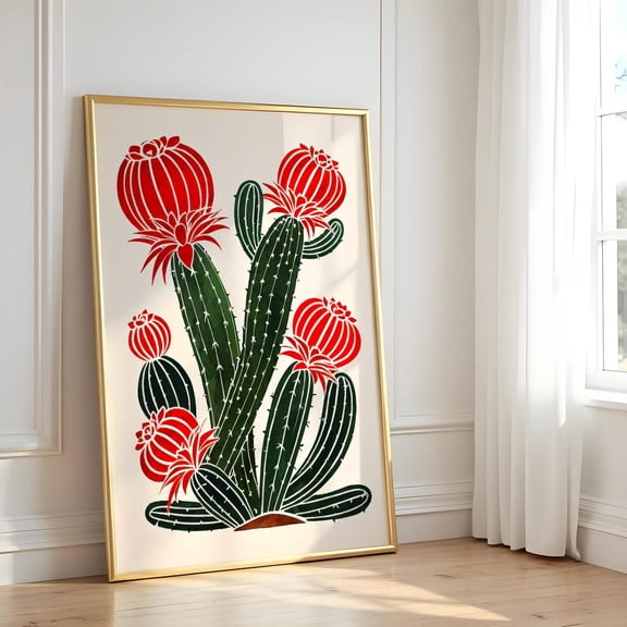 Minimalist Cactus Wall Art El Maestro Style Poster Mexican Wall Art Decor Colourful Illustration For Her Gallery Wall Art Home Decor