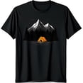 thumbnail image 1 of Minimalist Camping Scene Black T-Shirt with Striking Tent Design, 1 of 5
