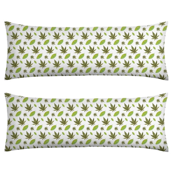 Minimalist Cannabis Body Pillow Cover 20x54 - Invisible Zipper Long Pillow Case - Soft & Breathable Weed Aesthetic - Machine Washable for Maternity & Home Use
