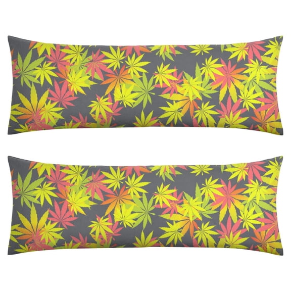 Minimalist Cannabis Body Pillow Cover 20x54 - Invisible Zipper Long Pillow Case - Soft & Breathable Weed Aesthetic - Machine Washable for Maternity & Home Use