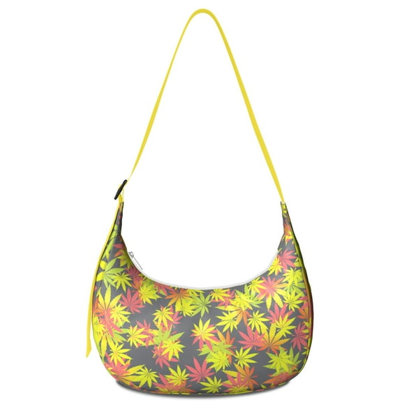Minimalist Cannabis Crossbody Handbag for Women, Lightweight Water-Resistant Hobo Purse Featuring Marijuana Leaf and Tie Dye Weed Aesthetic, Spacious with Adjustable Strap