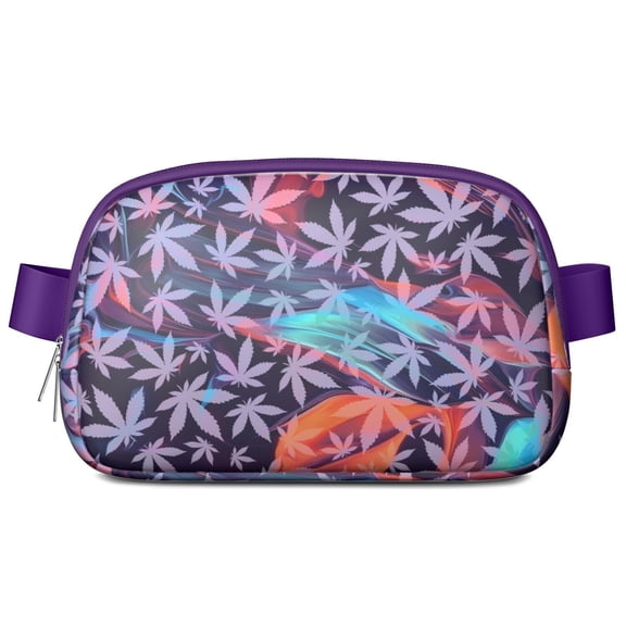 Minimalist Cannabis Leaf Fanny Pack for Women β Lightweight Waterproof Waist Bag with Zipper Pockets & Adjustable Strap β Psychedelic Weed Travel Pouch for Festivals & Hikes