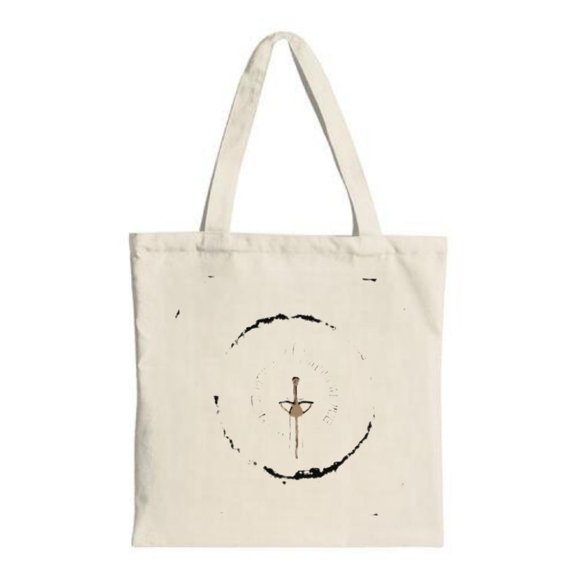 Minimalist Canvas Tote Bag with Elegant Circular Design Perfect for Shopping Travel and Parties - Reusable & Stylish