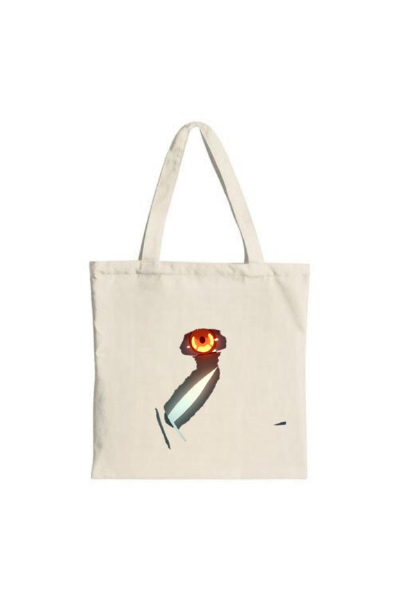 Minimalist Canvas Tote Bag with Red Eye Illustration Yellow Iris & Brushstroke Design - Perfect for Shopping Travel & Parties