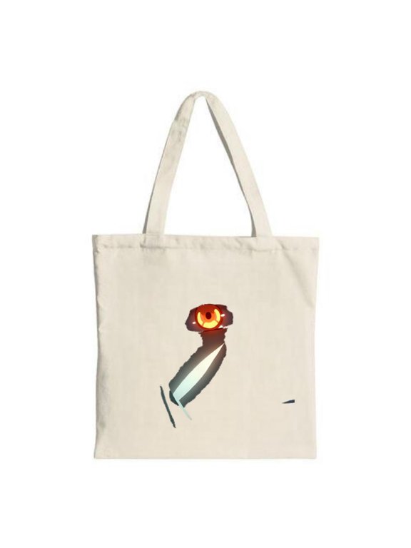 Minimalist Canvas Tote Bag with Red Eye Illustration Yellow Iris & Brushstroke Design - Perfect for Shopping Travel & Parties
