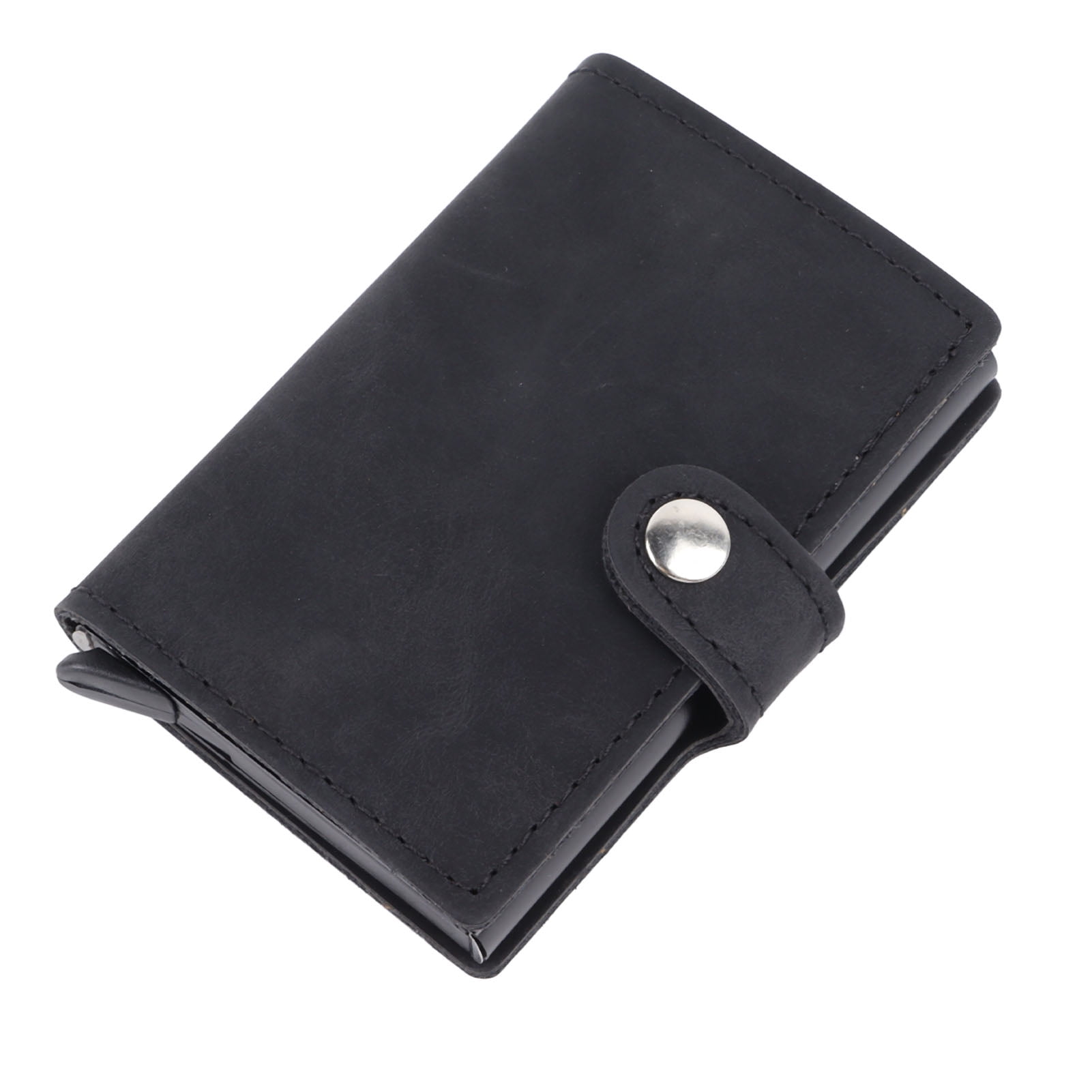 Minimalist Card Holder Black Metal Buckle Credit Card Holder Unisex