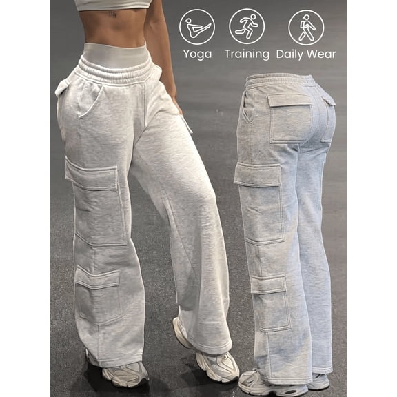Minimalist Casual Pocket Sports Straight Leg Loose Daily Commute Women's Cargo Pants Fall