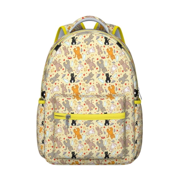 Minimalist Cat Design Backpack - Waterproof & Ergonomic, Spacious Compartments for School Essentials