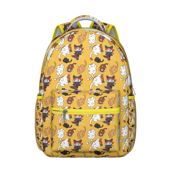 Minimalist Cat Design Student School Backpack with Geometric Cat Pattern Artistic Abstract Cat Print Design Book Bag