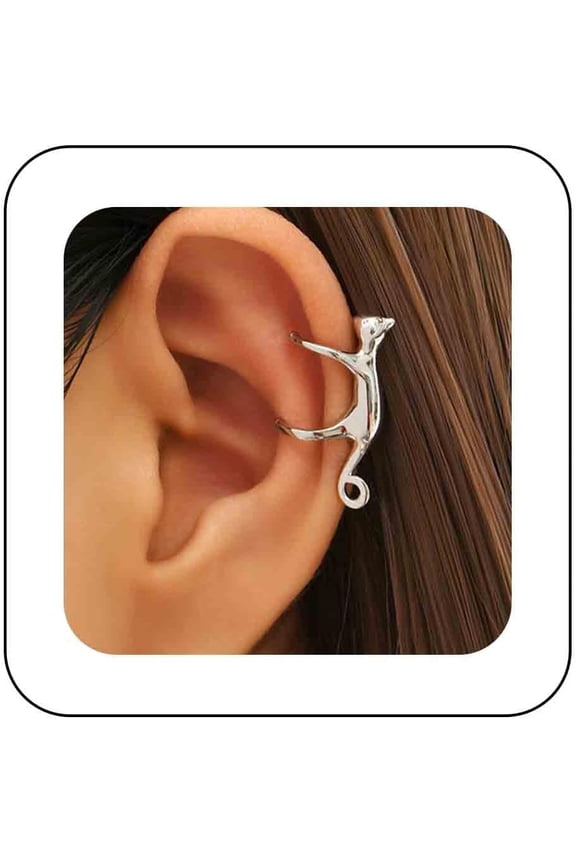 Minimalist Cat Ear Cuff Earring Cute Cat Ear Climber Crawler Earring Animal No Piercing Earring Small Gold Cat Cartilage Clip Earring Cat Clip On Earrings Jewelry for Women