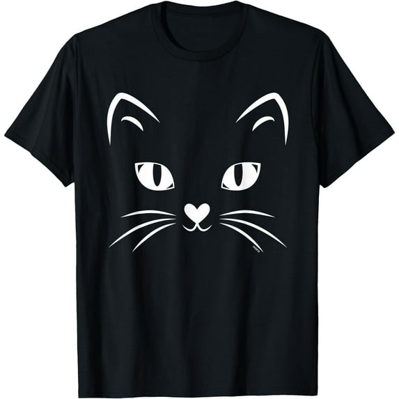 Minimalist Cat Face Halloween Unisex T-Shirt for Men Women Kids Toddler,Black Color,Size M