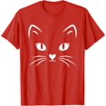 thumbnail image 1 of Minimalist Cat Face Halloween Unisex T-Shirt for Men Women Kids Toddler,Red Color,Size YXS, 1 of 5