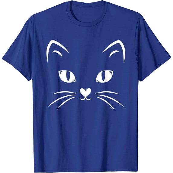 Minimalist Cat Face Halloween Unisex T-Shirt for Men Women Kids Toddler,Royal Blue Color,Size 3XL