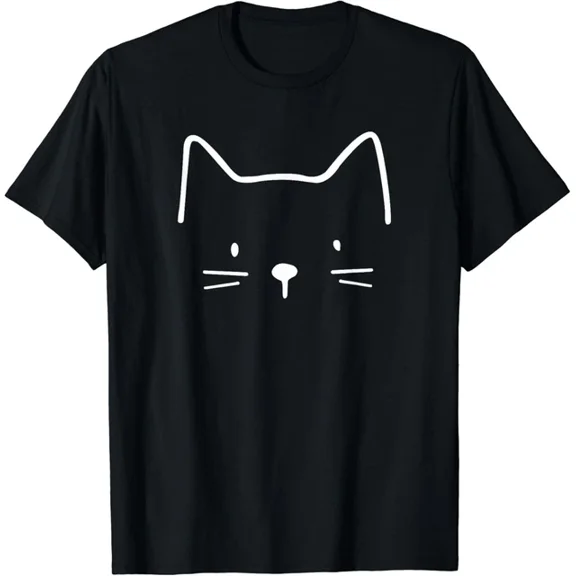 Minimalist Cat Mom Cat Dad Gifts Men Kids Women Funny Cat T-Shirt