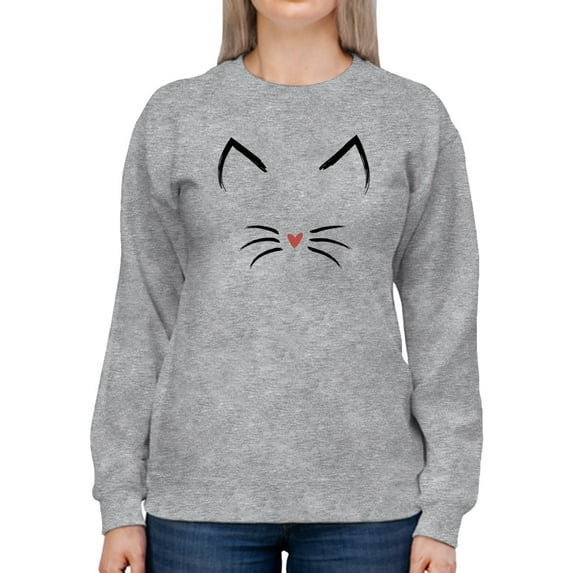 Minimalist Cat's Head Sweatshirt Women -GoatDeals Designs, Female 3X-Large