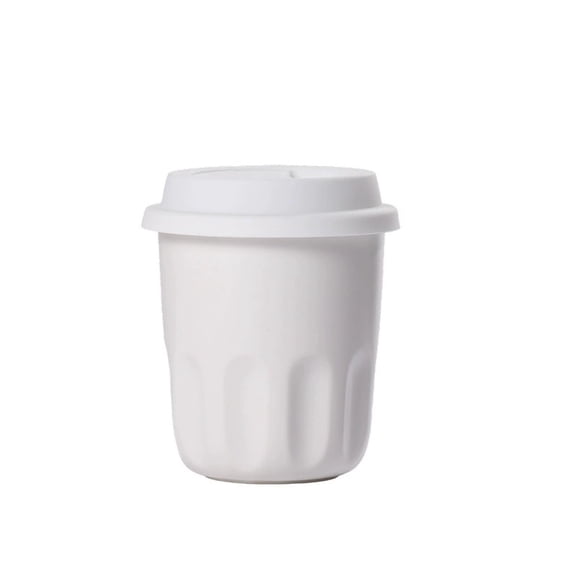 Minimalist Ceramic Coffee Cup with Easy-Sip Silicone Lid - 300ml Capacity for Coffee, Tea, and Water