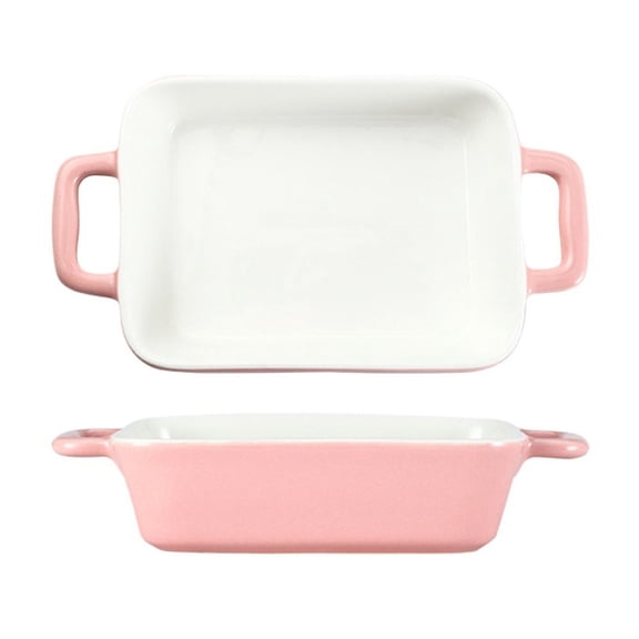 Minimalist Ceramic Double-Handled Baking Pan Rectangular Household Tableware Oven Microwave