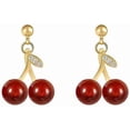 thumbnail image 1 of Minimalist Chic CZ Cherry Stud Earrings for Women Gold-Toned Fashion Cubic Zirconia Small Cute Fruit Drop Dangle Studs Simple Tassel Dangling Earring Delicate Christmas Holiday Jewelry, 1 of 6