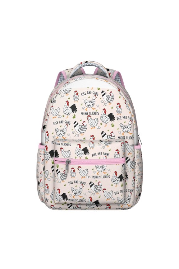 Minimalist Chicken and Geometric Pattern Waterproof Backpack - Modern Design for s