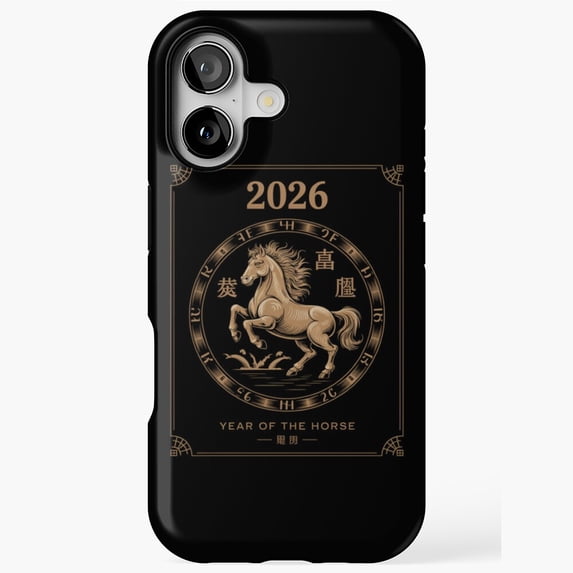 Minimalist Chinese Zodiac Horse Art Phone Case with iPhone 17 to 11 Pro Max