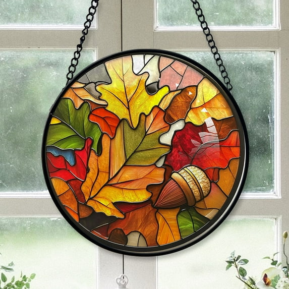 Minimalist Christmas Gift - Acorn Christmas Stained Glass Hanging Ornament - Refined Holiday Tree Decor, Meaningful Gift for Family & Friends, 2025 Edition