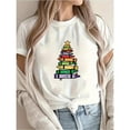 thumbnail image 1 of Minimalist Christmas Tree Tee T Shirt Graphic Tees Tops Artistic Crayon Illustration Holiday Design White S-5XL, 1 of 4