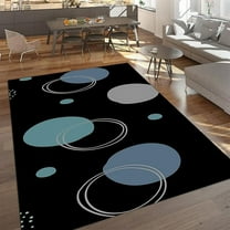 Minimalist Circle Art Area Rugs, Blue Grey Irregular Geometric Easy Clean Rug, Soft Non-Skid Carpet Throw Rug For Kids Teen Girls Boys Bedroom Living Room Bathroom Office 5 x 8ft