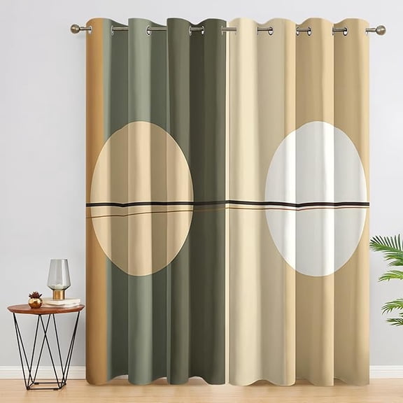 Minimalist Circle Curtains for Bedroom Decor, Neutral Modern Geometric Pattern Design Blackout Drapes, Minimalist Circle Curtains for Living Room 42"W x 63"L (Pack of 2)