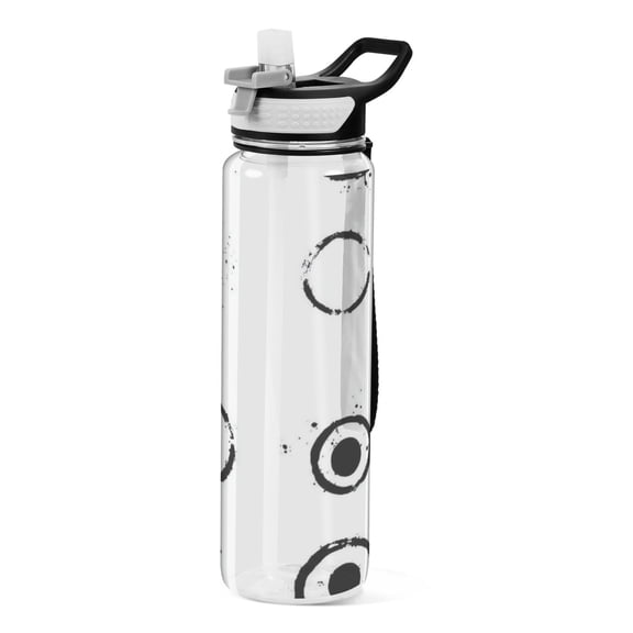 Minimalist Circle Pattern 1000ml Tritan Sport Bottle Straw LeakProof Food-Grade Portable Wide Handle