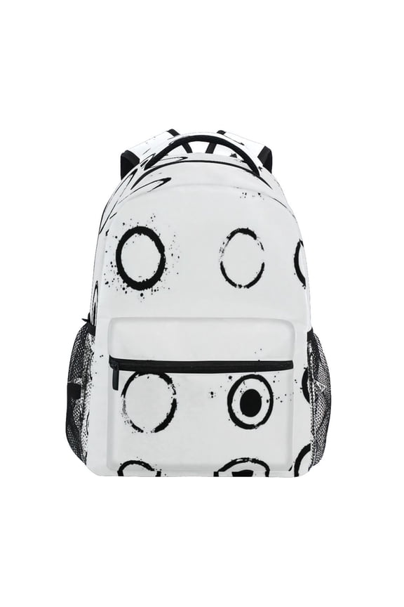 Minimalist Circle Pattern Stylish Large Backpack 15L Self-Standing Durable Twill for School, Office and Travel Use