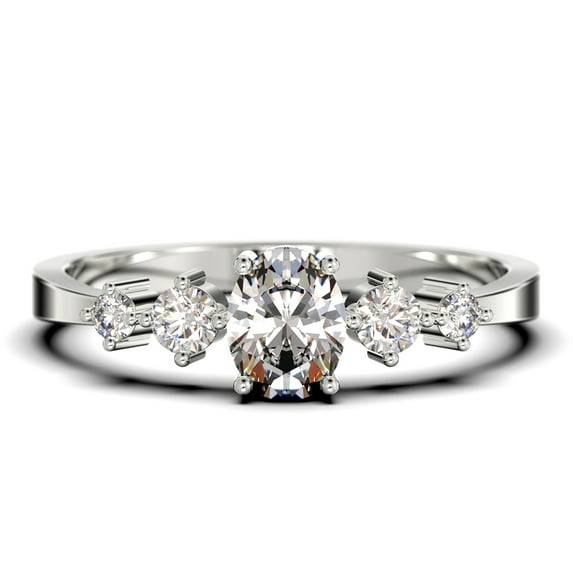Minimalist Classic 0.65 Carat Oval Cut Diamond Moissanite Engagement Ring, Fairy And Dainty Ring, Wedding Ring in 925 Sterling Silver With 18k White Gold Plating, Gift, Promise Ring, Anniversary Ring