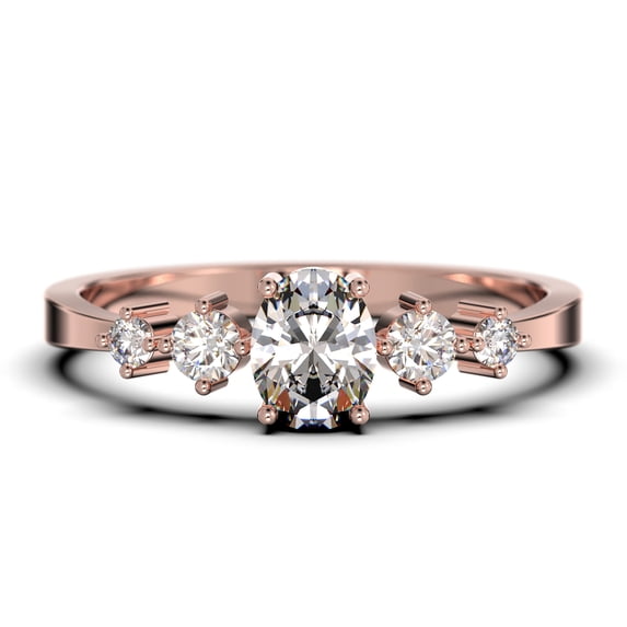 Minimalist Classic 0.65 Carat Oval Cut Diamond Moissanite Engagement Ring, Fairy And Dainty Ring, Wedding Ring In 10K Solid Rose Gold, Gift For Woman, Promise Ring, Anniversary Ring