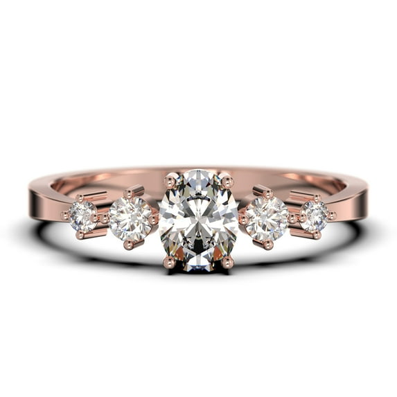 Minimalist Classic 0.65 Carat Oval Cut Diamond Moissanite Engagement Ring, Fairy And Dainty Ring, Wedding Ring in 925 Sterling Silver With 18k Rose Gold Plating, Gift, Promise Ring, Anniversary Ring