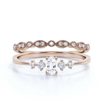 Minimalist Classic 1.15 Carat Oval Cut Diamond Moissanite Engagement Ring, Fairy And Dainty Ring, Wedding Ring in 10k Solid Rose Gold, Gift For Woman, Promise Ring, Bridal Rings Set
